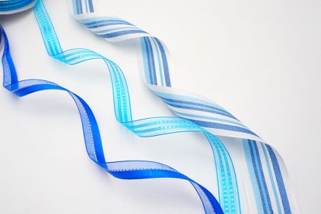 Navy Blue Stripe Ribbon Set - Quality blue navy woven ribbon